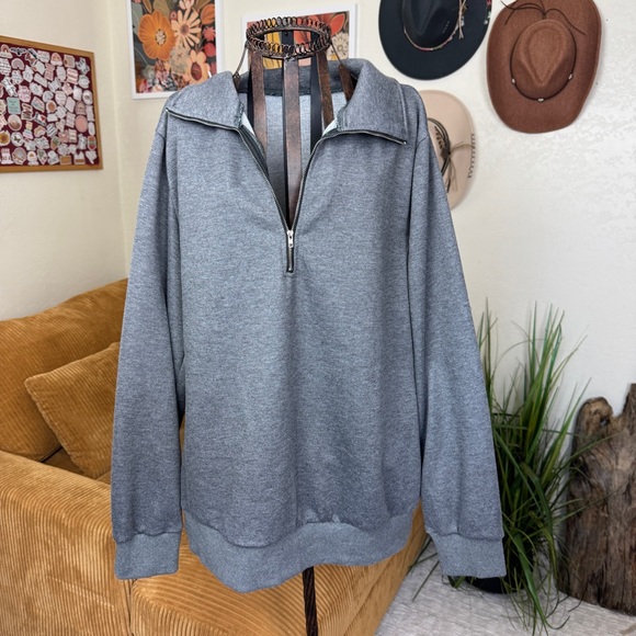 SHEIN | grey pullover quarter zip sweatshirt | XL - Picture 1 of 9